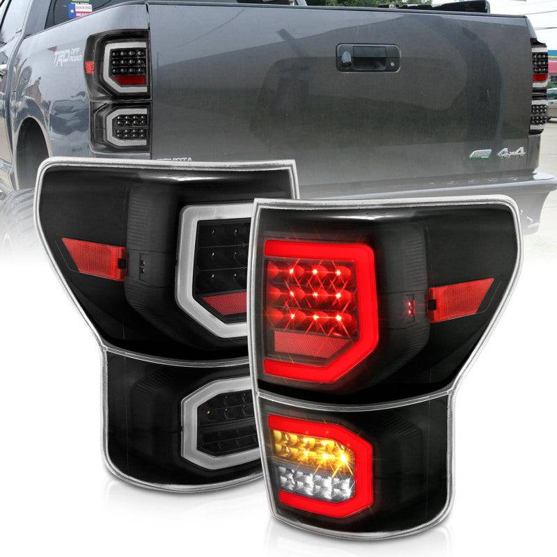ANZO 2007-2013 Toyota Tundra LED Taillights Plank Style Black w/Clear Lens - My Store
