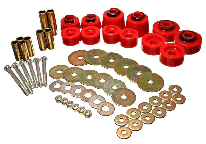 Energy Suspension Body Mount Set - Std. & Extra Cab - Red - Mammoth Racing -