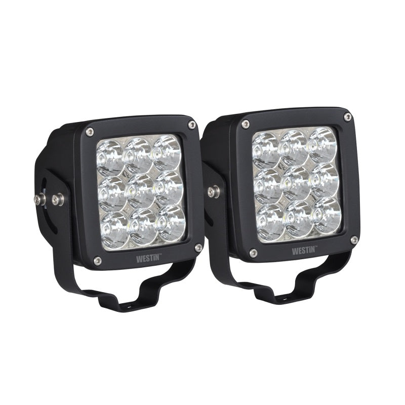 Westin Axis LED Auxiliary Light 4.5 inch x 4.5 inch Square Flood w/3W Osram (Set of 2) - Black - Mammoth Racing -