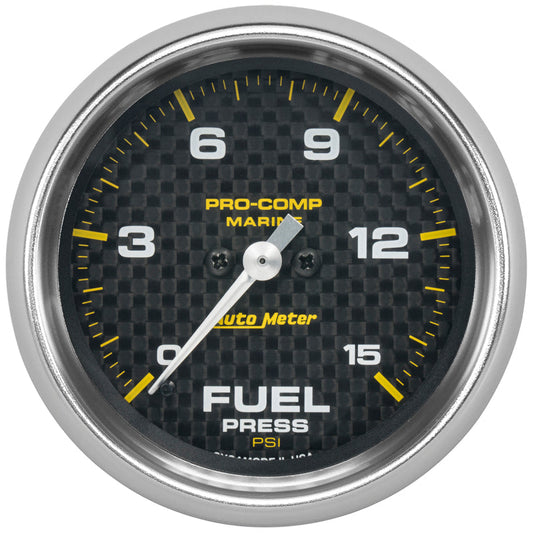 Autometer Marine Carbon Fiber 2-5/8in 15 PSI Digital Stepper Motor Fuel Pressure Gauge - My Store