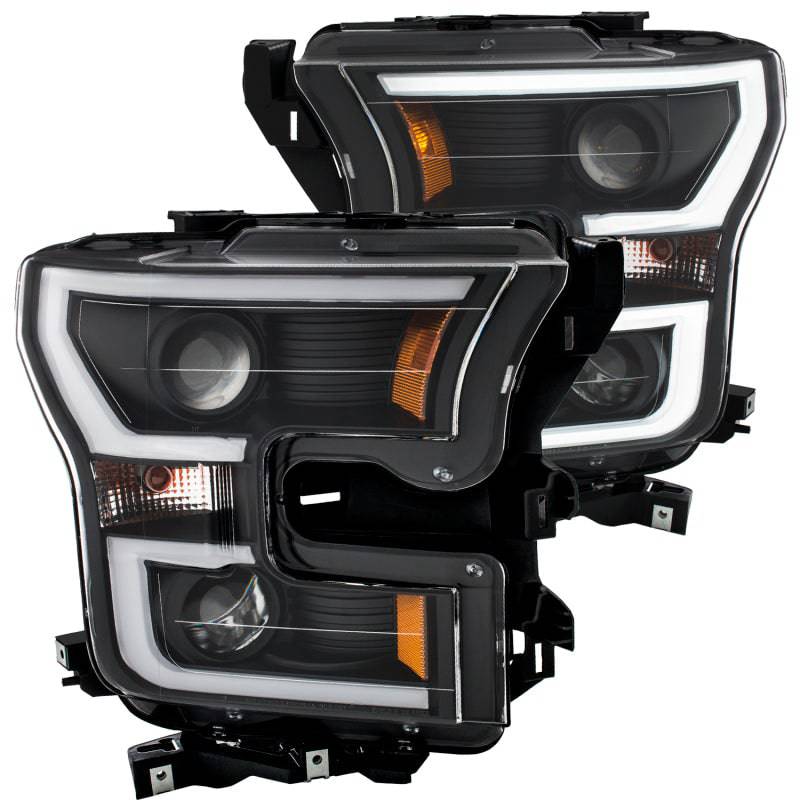 ANZO 2015-2016 Ford F-150 Projector Headlights w/ Plank Style Design Black w/ Amber - My Store