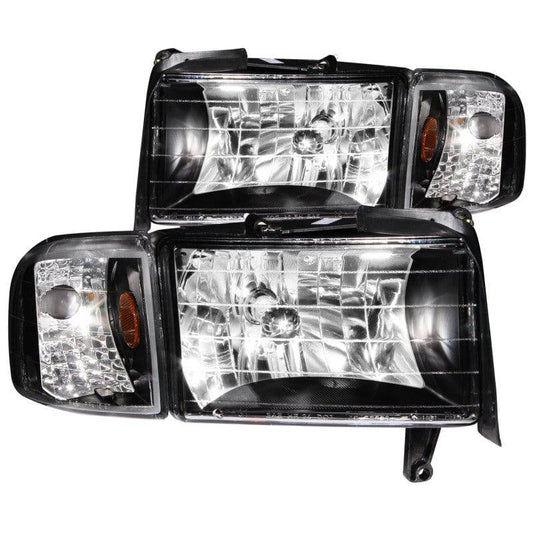 ANZO 1994-2001 Dodge Ram Crystal Headlights Black - My Store