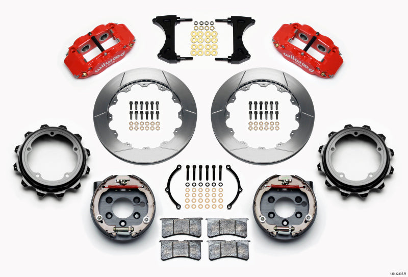 Wilwood Narrow Superlite 4R Rear P-Brk Kit 12.88in Red Strange Eng Floater 3.49in Offset - Mammoth Racing -