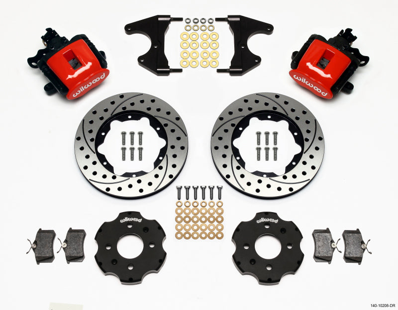 Wilwood Combination Parking Brake Rear Kit 11.00in Drilled Red Civic / Integra Drum 2.46 Hub Offset - Mammoth Racing -