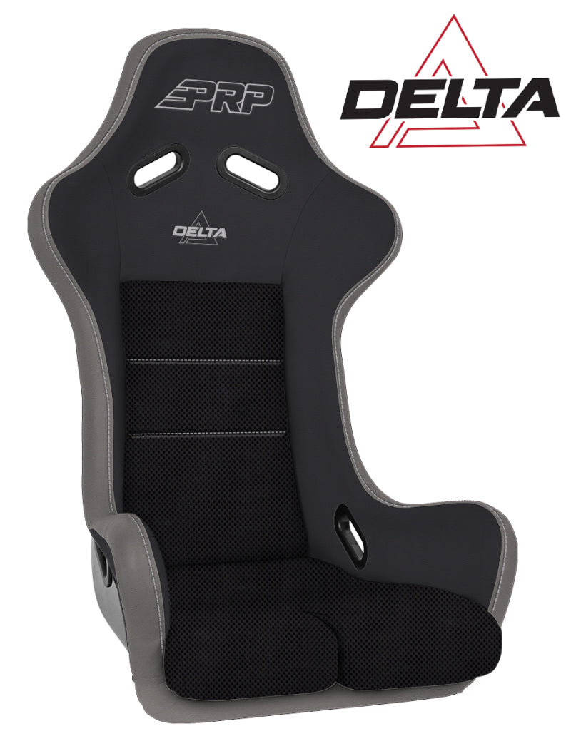 PRP Delta Composite Seat- Black/Grey (prp Silver Outline/Delta Silver- Silver Stitching) - Mammoth Racing -