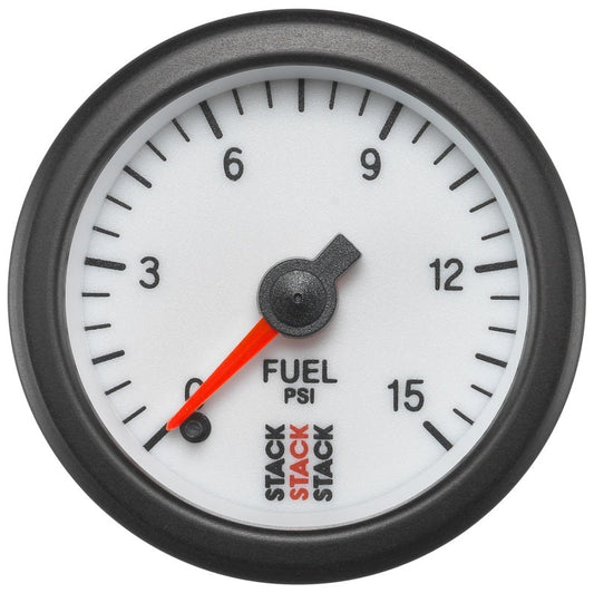 Autometer Stack 52mm 0-15 PSI 1/8in Nptf Male Pro Stepper Motor Fuel Pressure Gauge - White - My Store