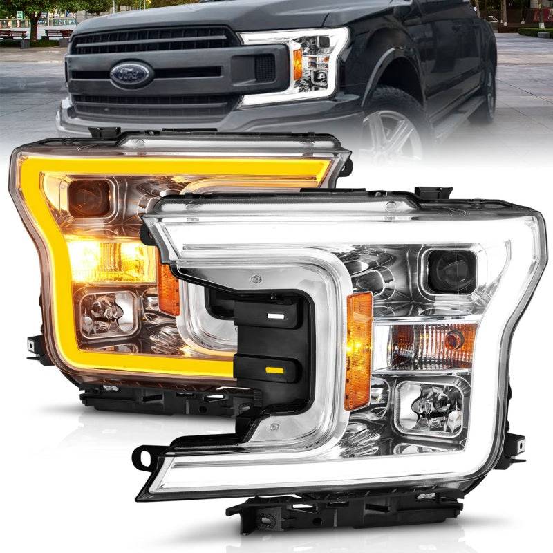 ANZO 2018-2020 Ford F-150 Projector Headlight w/Plank Style Switchback Chrome Housing - My Store