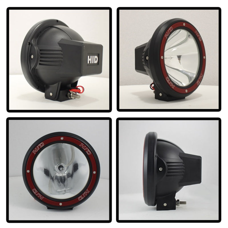 Spyder 7 Inch HID 4x4 fog lights Black/Red Housing w/wiring W/Switch- Chrome FL-CH-JK7004BR-C - Mammoth Racing -