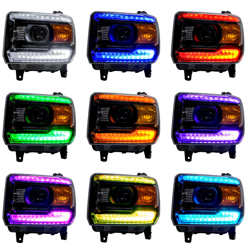 Oracle 14-15 GMC Sierra Headlight DRL Upgrade Kit - ColorSHIFT w/ Simple Controller - Mammoth Racing -