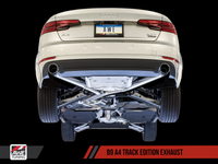 AWE Tuning Audi B9 A4 Track Edition Exhaust Dual Outlet - Chrome Silver Tips (Includes DP) - Mammoth Racing -