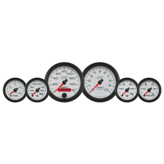 Autometer Pro-Cycle Gauge Kit 6 Pc. Kit 3 3/8in & 2 1/16in Bagger White - My Store