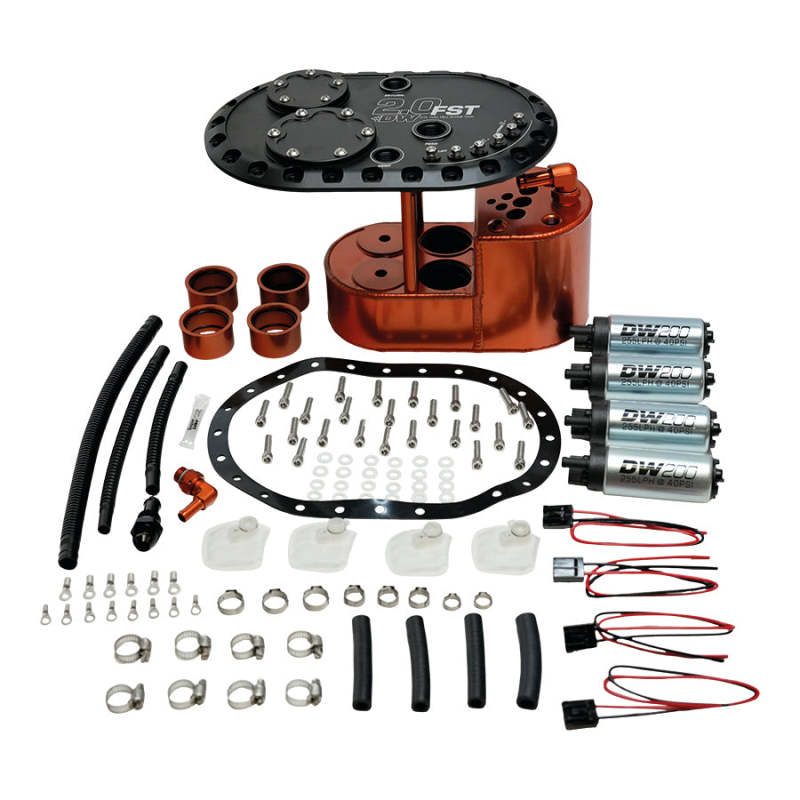 Deatschwerks 2.0L Staged Fuel Cell Surge Tank (Includes 4 DW200 Fuel Pumps) - Mammoth Racing -