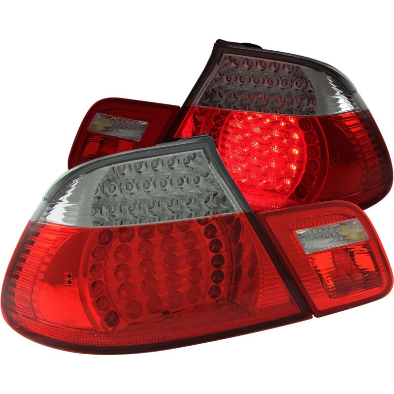 ANZO 2000-2003 BMW 3 Series E46 LED Taillights Red Clear 4pc - Mammoth Racing -