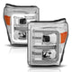 ANZO 11-16 Ford F-250/F-350/F-450 Projector Headlights w/ Plank Style Switchback Chrome w/Amber - My Store