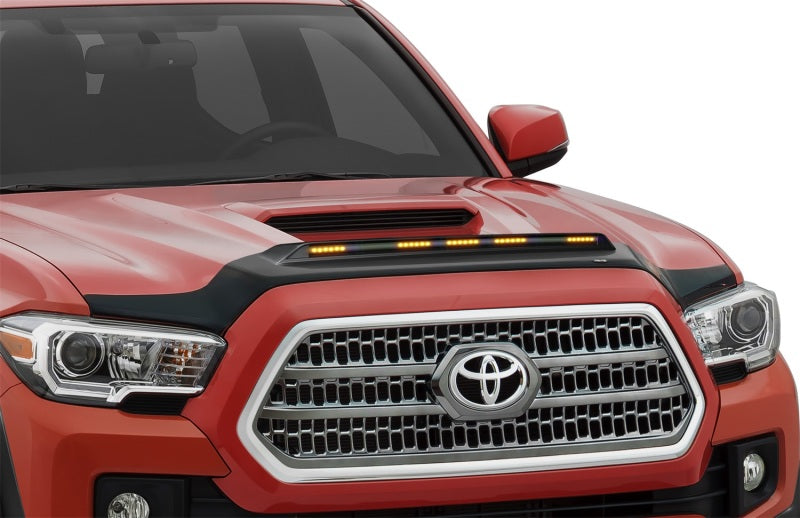 AVS 2016-2019 Toyota Tacoma Aeroskin Low Profile Hood Shield w/ Lights - Black - Mammoth Racing -