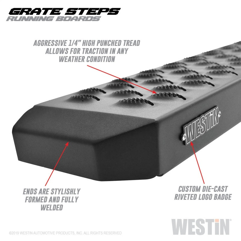 Westin Grate Steps Running Boards 90 in - Textured Black - Mammoth Racing -