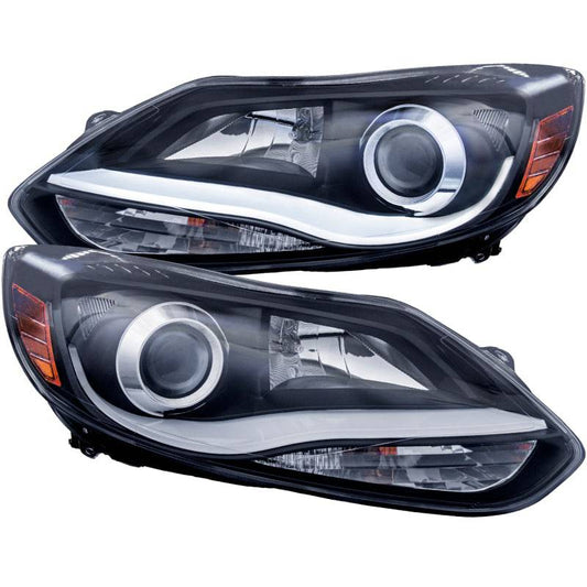 ANZO 2012-2014 Ford Focus Projector Headlights w/ Plank Style Design Black - My Store