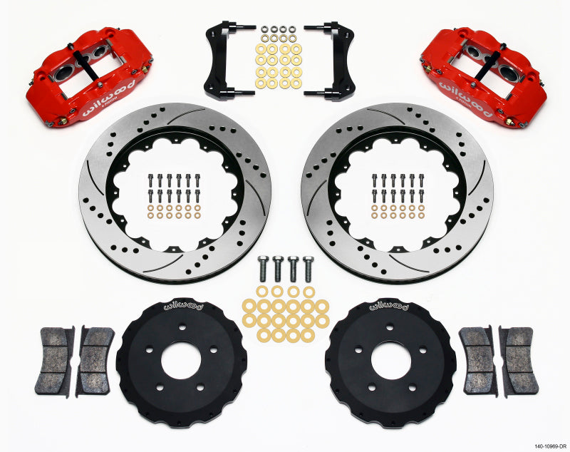 Wilwood Narrow Superlite 6R Front Hat Kit 14.00in Drill Red Backdraft Cobra (bmw E36 Based) - Mammoth Racing -