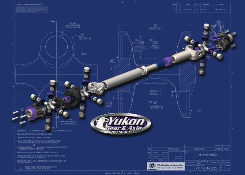 Yukon Gear Heavy Duty 1310 Front Driveshaft 2018+ Jeep Wrangler JL Sport 2DR/4DR - Mammoth Racing -