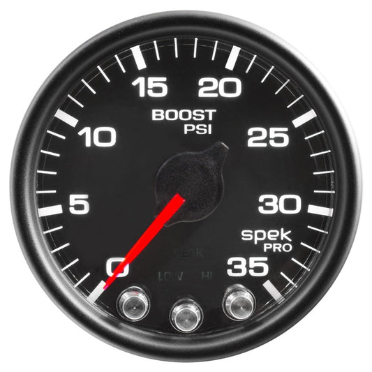 Autometer Spek-Pro Gauge Boost 2 1/16in 35psi Stepper Motor W/Peak & Warn Black/Black - My Store