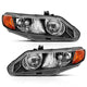 ANZO 2006-2011 Honda Civic 4 Door Crystal Headlight Black Amber (OE Replacement) - My Store