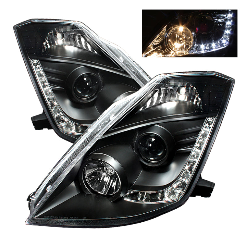 Spyder Nissan 350Z 03-05 Projector Headlights Xenon DRL Blk High H1 Lw D2R PRO-YD-N350Z02-HID-DRL-BK - Mammoth Racing -