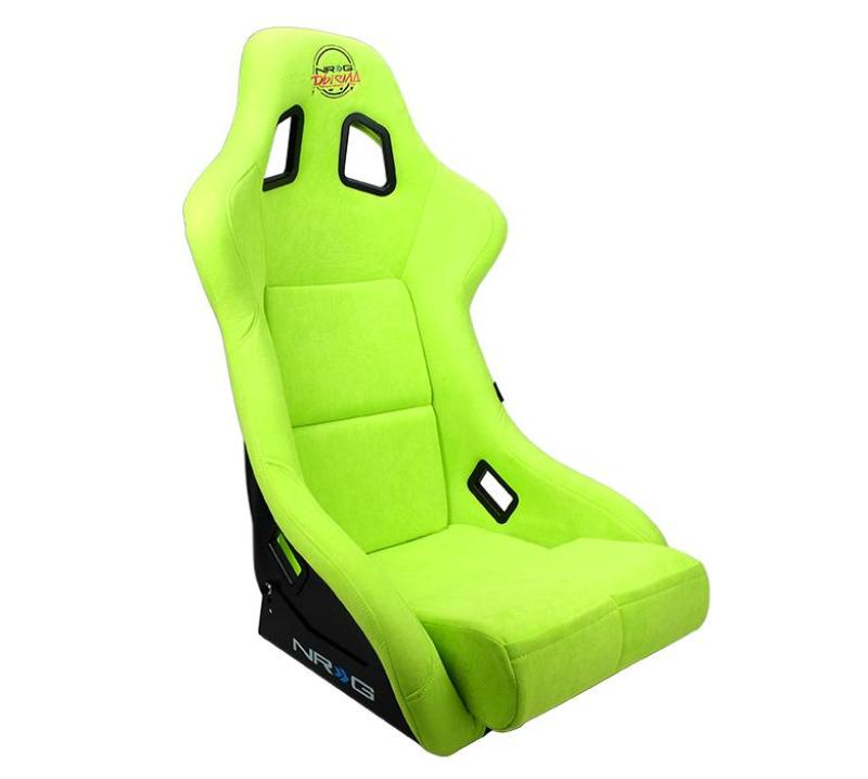 NRG FRP Bucket Seat PRISMA Edition - Large (Neon Green Alcantara/  Pearlized Back) - My Store