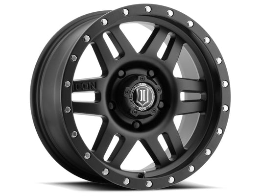 Icon Six Speed 17x8.5 5x5 -6mm Offset 4.5in BS 94mm Bore Satin Black Wheel - Mammoth Racing -