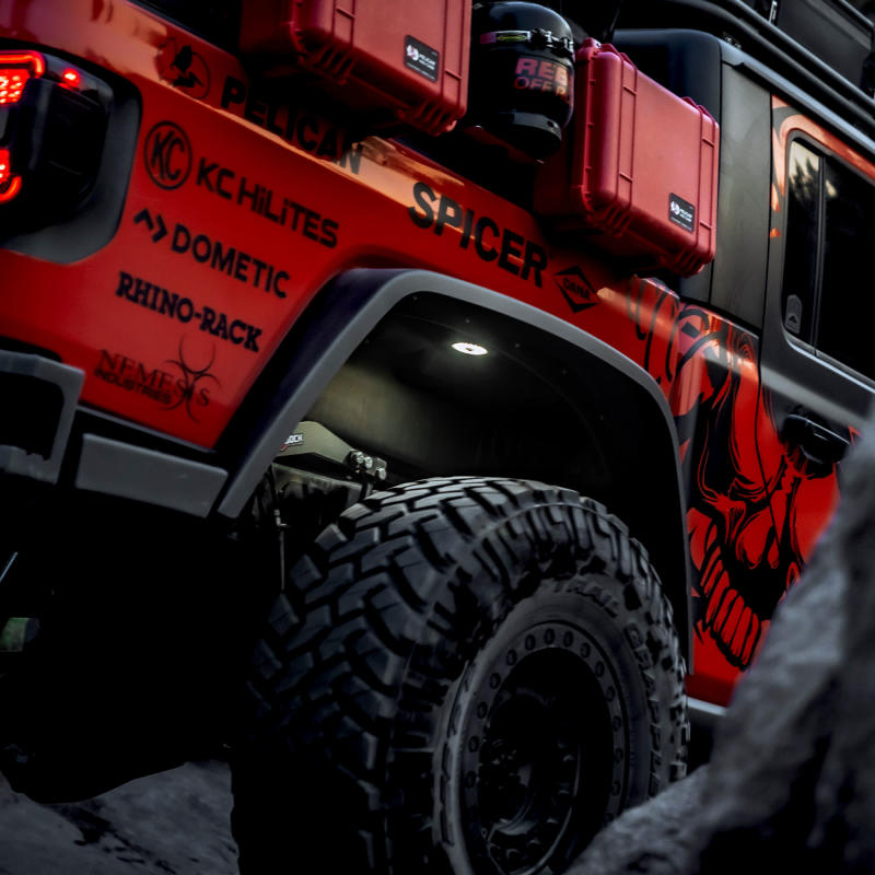 KC HiLiTES Cyclone V2 LED - Rock Light - 6-Light System - Clear - 5W Flood Beam - Mammoth Racing -