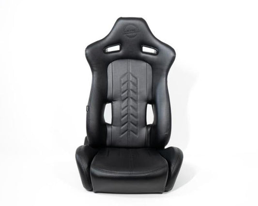 NRG Reclinable Sport Seats (Pair) The Arrow Black Vinyl w/ Pressed NRG logo w/ Black Stitch - My Store