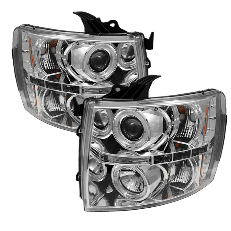 Spyder Chevy Silverado 1500 07-13 Projector Headlights LED Halo LED Chrm PRO-YD-CS07-HL-C - Mammoth Racing -