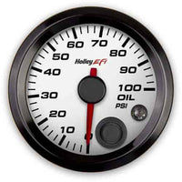 Holley 553-127w EFI Oil Pressure Gauge 2 1/16 in. Diameter 0-100 psi. CAN White Face Black Bezel EFI Oil Pressure Gauge - My Store