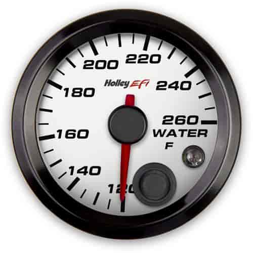 Holley 553-128w EFI Coolant Temperature Gauge 2 1/16 in. Dia. 120-260 Degree Fahrenheit CAN White Face Black Bezel EFI Coolant Temperature Gauge - My Store