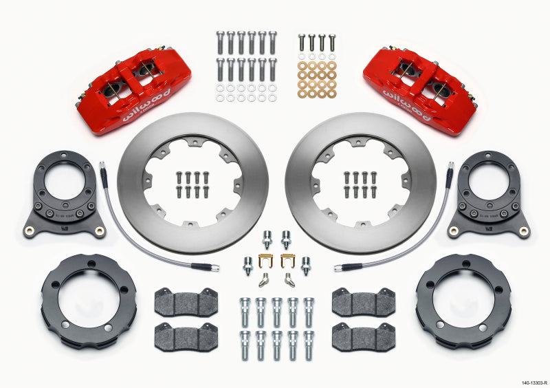 Wilwood Dynapro 6 Front Hat Kit 11.75in Rotor Red 66-75 Ford Bronco Dana 30/44 w/Lines - Mammoth Racing -