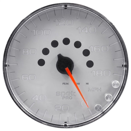 Autometer Spek-Pro Gauge Speedometer 5in 180 Mph Elec. Programmable Silver/Chrome - My Store