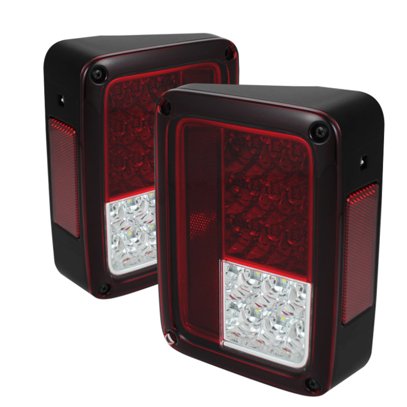 Spyder Jeep Wrangler 07-15 LED Tail Lights Red Clear ALT-YD-JWA07-LED-RC - Mammoth Racing -