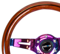 NRG Classic Wood Grain Steering Wheel (310mm) Dark Wood & Black Line Inlay w/Neochrome 3-Spoke Ctr. - My Store