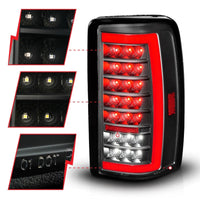 ANZO 00-06 Chevrolet Tahoe / GMC Yukon Full LED Taillights w/ Lightbar Black Housing/Clear Lens - Mammoth Racing -