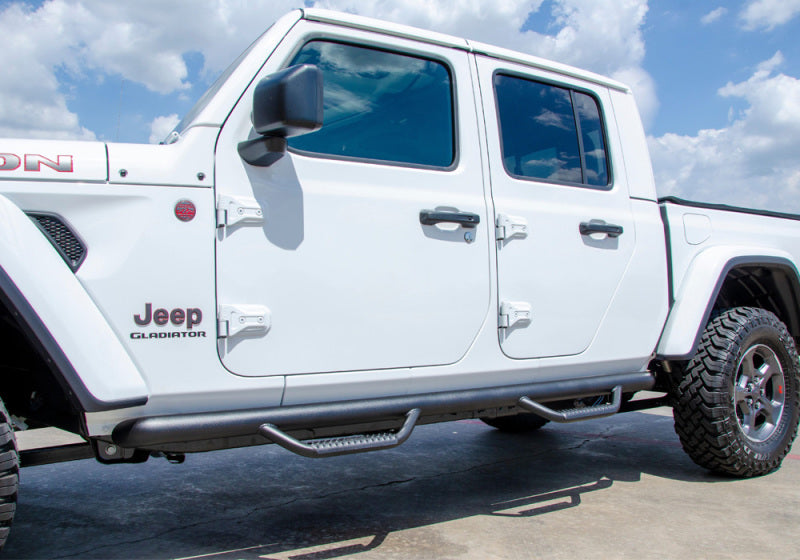 N-Fab Nerf Step 2019 Jeep Wrangler JT 4DR Truck Full Length - Tex. Black - 3in - Mammoth Racing -