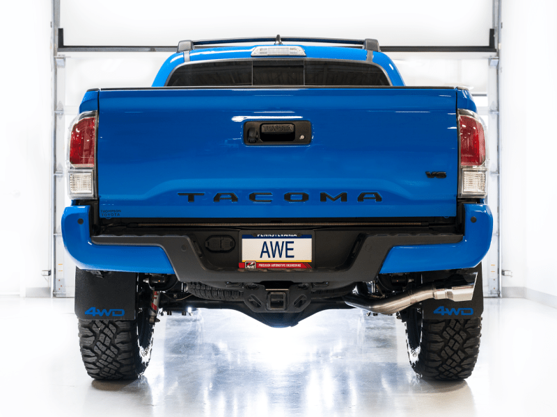 AWE 16-22 Toyota Tacoma 0FG Catback Exhaust w/ BashGuard - Dual Chrome Silver Tips - My Store