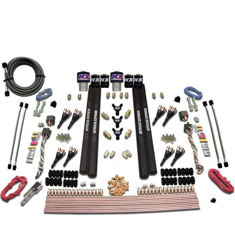 Nitrous Express SX2 Dual Stage/Gas/Rails 8 Nozzles Nitrous Kit (200-1200HP) w/o Bottle - My Store