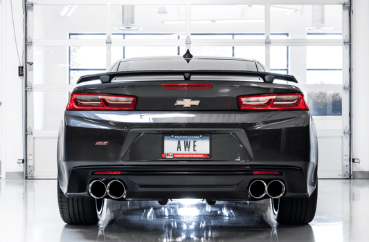AWE Tuning 16-19 Chevrolet Camaro SS Axle-back Exhaust - Track Edition (Quad Chrome Silver Tips)