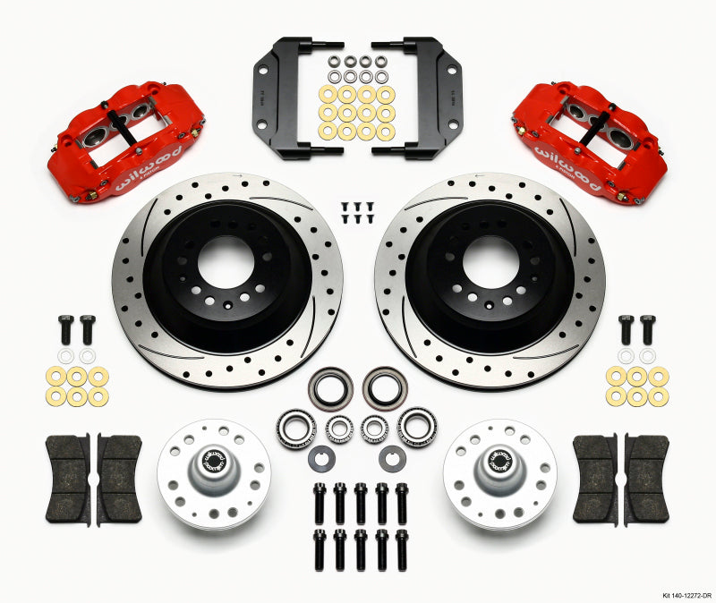 Wilwood Narrow Superlite 6R Front Hub & 1PC Rtr Kit 12.88in Dril -Red Magnum Force Drop Spindle - Mammoth Racing -