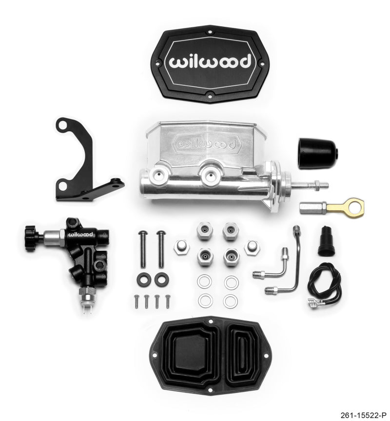 Wilwood Compact Tandem M/C - 7/8in Bore w/Bracket and Valve fits Mustang (Pushrod) - Ball Burnished - My Store