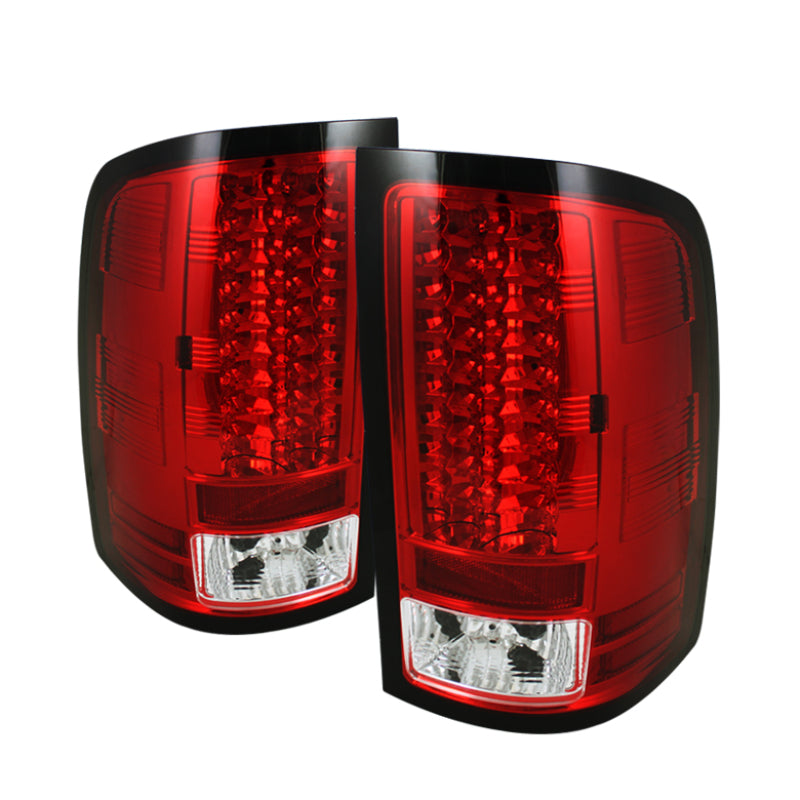 Spyder GMC Sierra 07-13 (Not 3500 Dually 4 Rear Wheels)LED Tail Lights Red Clear ALT-YD-GS07-LED-RC - Mammoth Racing -