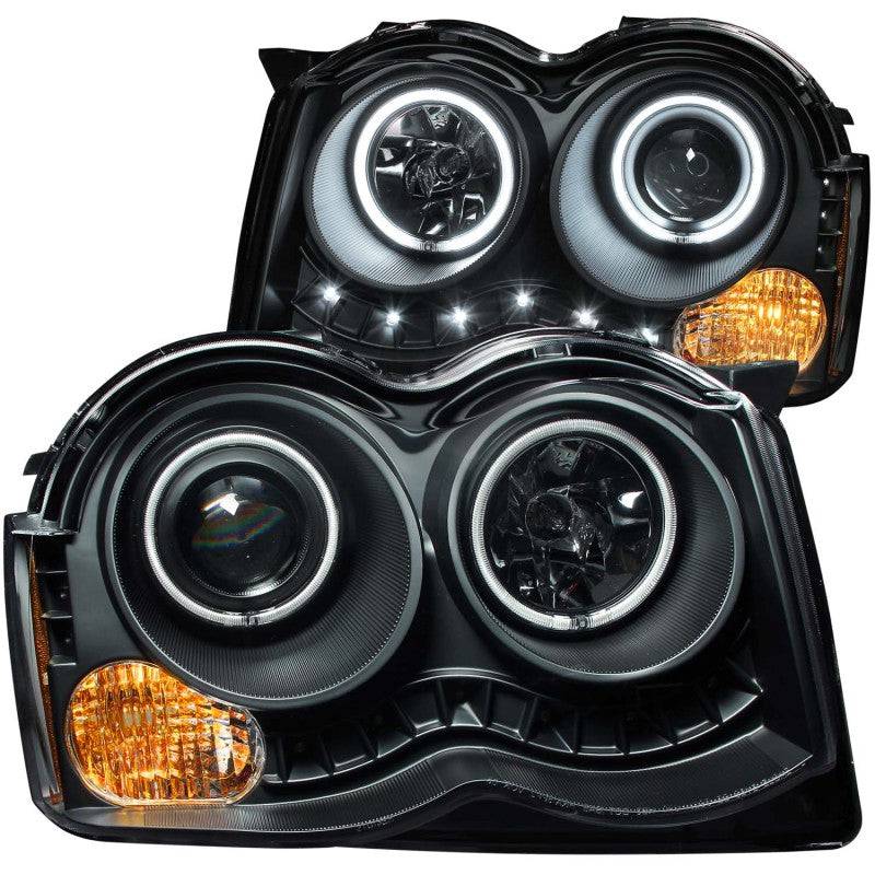 ANZO 2008-2010 Jeep Grand Cherokee Projector Headlights w/ Halo Black (CCFL) - My Store