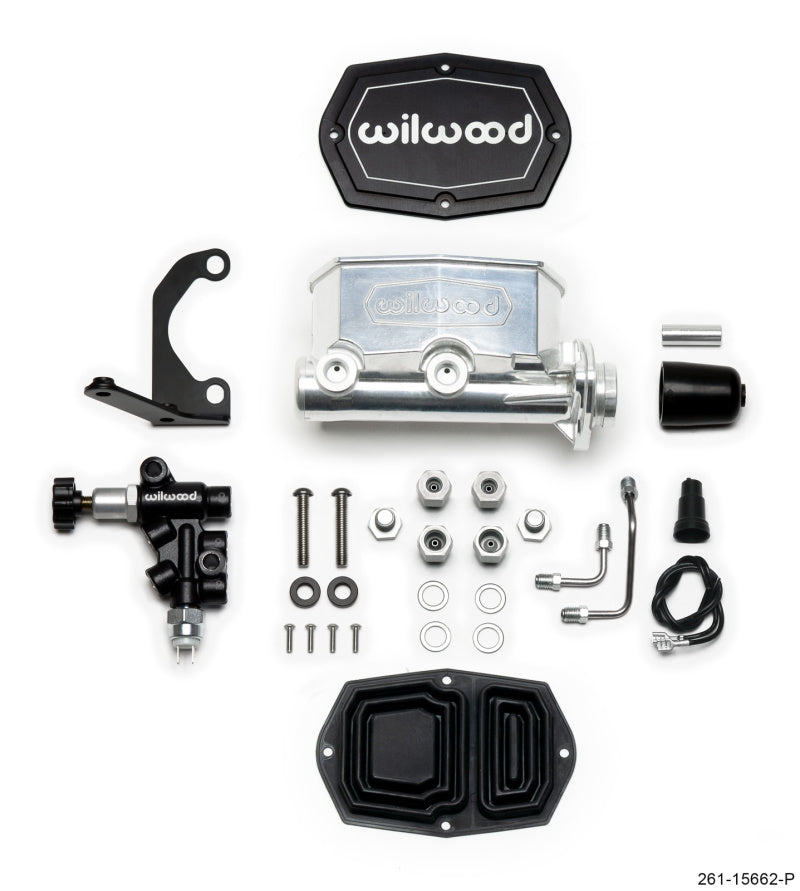 Wilwood Compact Tandem M/C - 1.12in Bore w/RH Bracket and Valve - Ball Burnished - My Store