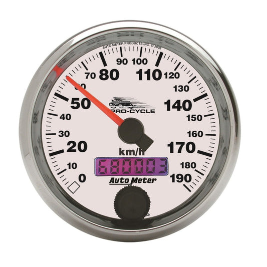 Autometer Pro-Cycle Gauge Speedo 2 5/8in 190 Kmh Elec White - My Store