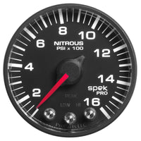 Autometer Spek-Pro Gauge Nitrous Press 2 1/16in 1600psi Stepper Motor W/Peak & Warn Blk/Blk - My Store