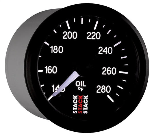Autometer Stack 52mm 140-280 Deg F 1/8in Nptf Male Pro Stepper Motor Oil Temp Gauge - Black